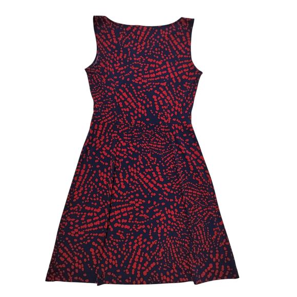 Anne Klein women blue red casual sleeveles stretch belted faux wrap dress size S - Picture 6 of 12